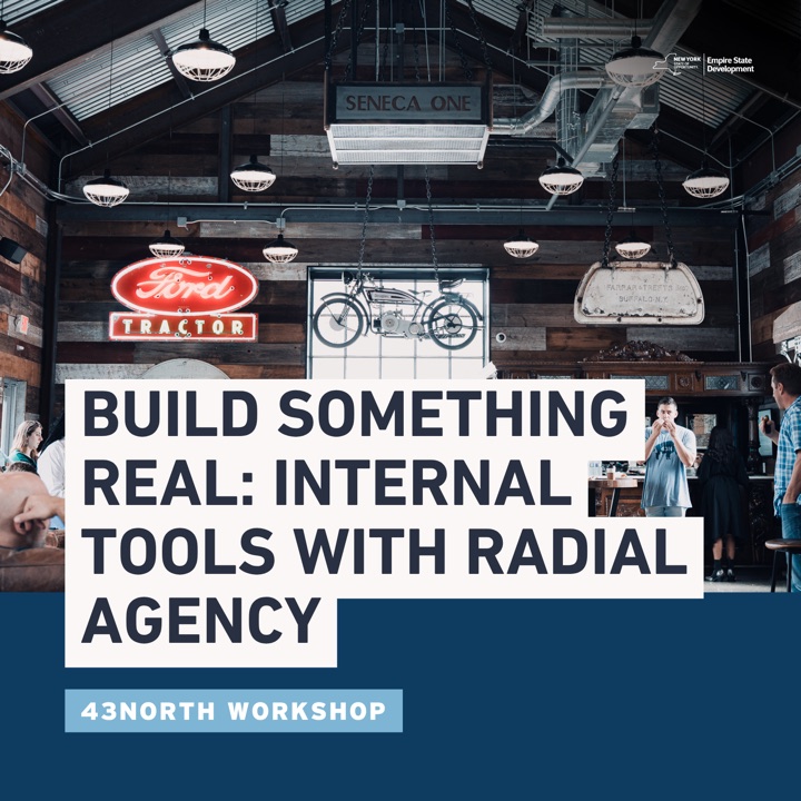 Build Something Real workshop artwork showing a presentation inside Seneca One