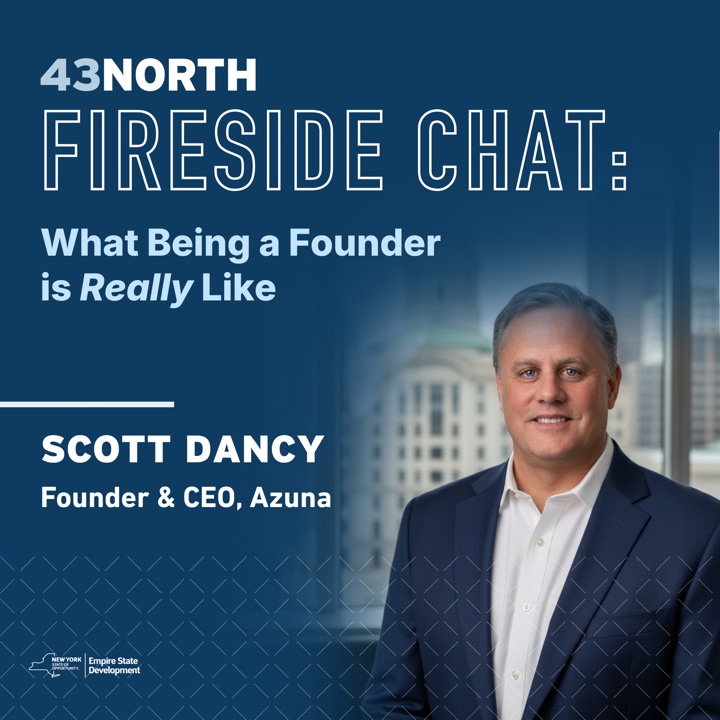 43North fireside chat artwork featuring Azuna founder Scott Dancy
