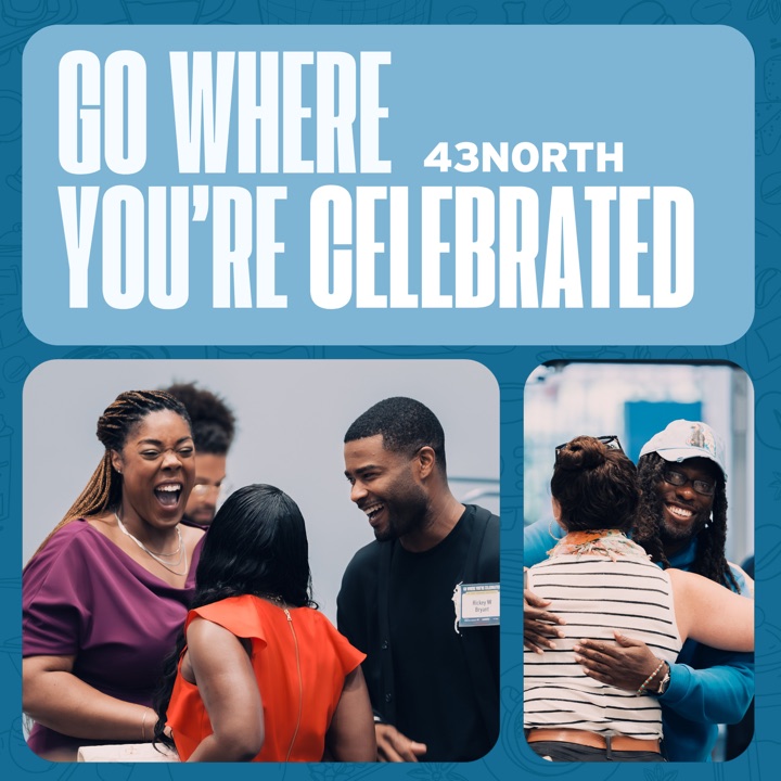 Go Where You're Celebrated artwork showing Buffalo founders greeting one another